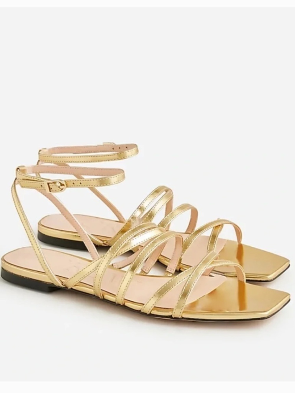 J. Crew Capri Strappy Sandals in Dark Gold Metallic Leather size 7